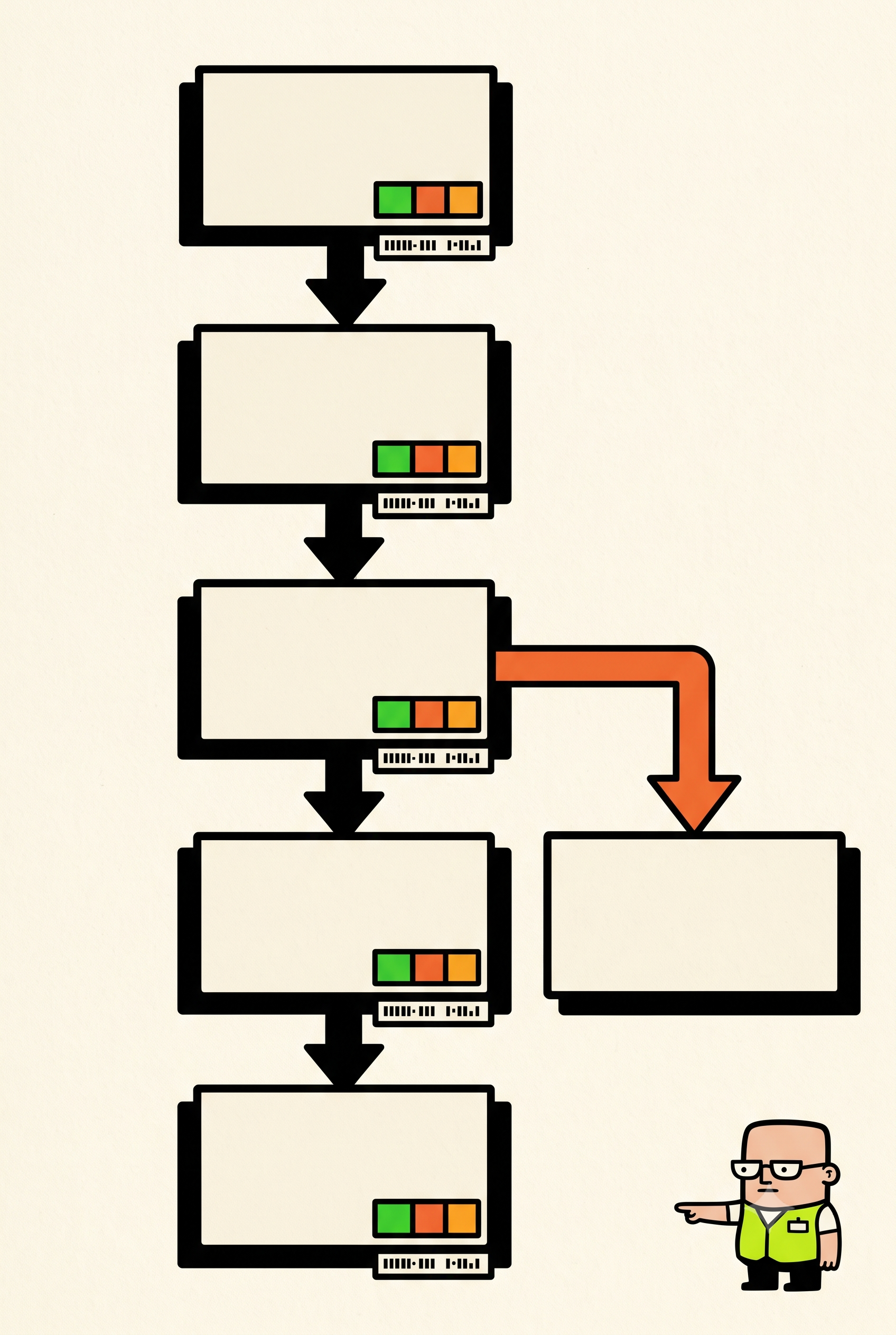 One-page diagram of a file's route from submission to the report served to a retail app